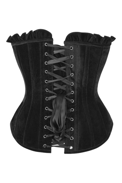 Top Drawer Black Velvet Lace - Up Steel Boned Overbust Corset - Daisy Corsets