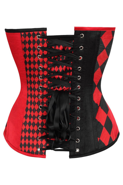 Top Drawer Black/Red Print Steel Boned Corset - Daisy Corsets