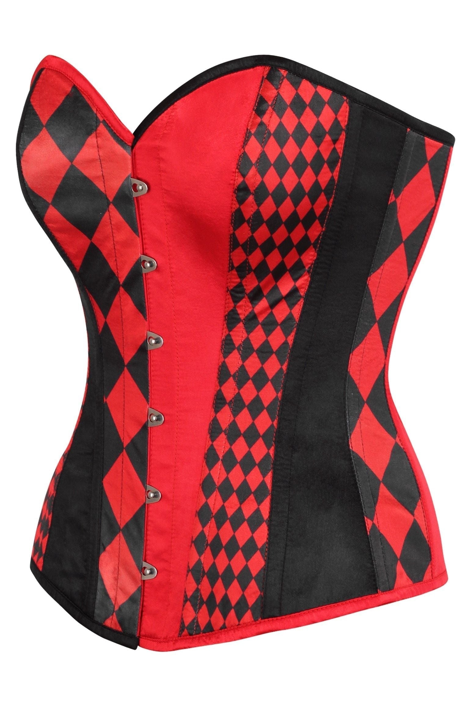 Top Drawer Black/Red Print Steel Boned Corset - Daisy Corsets