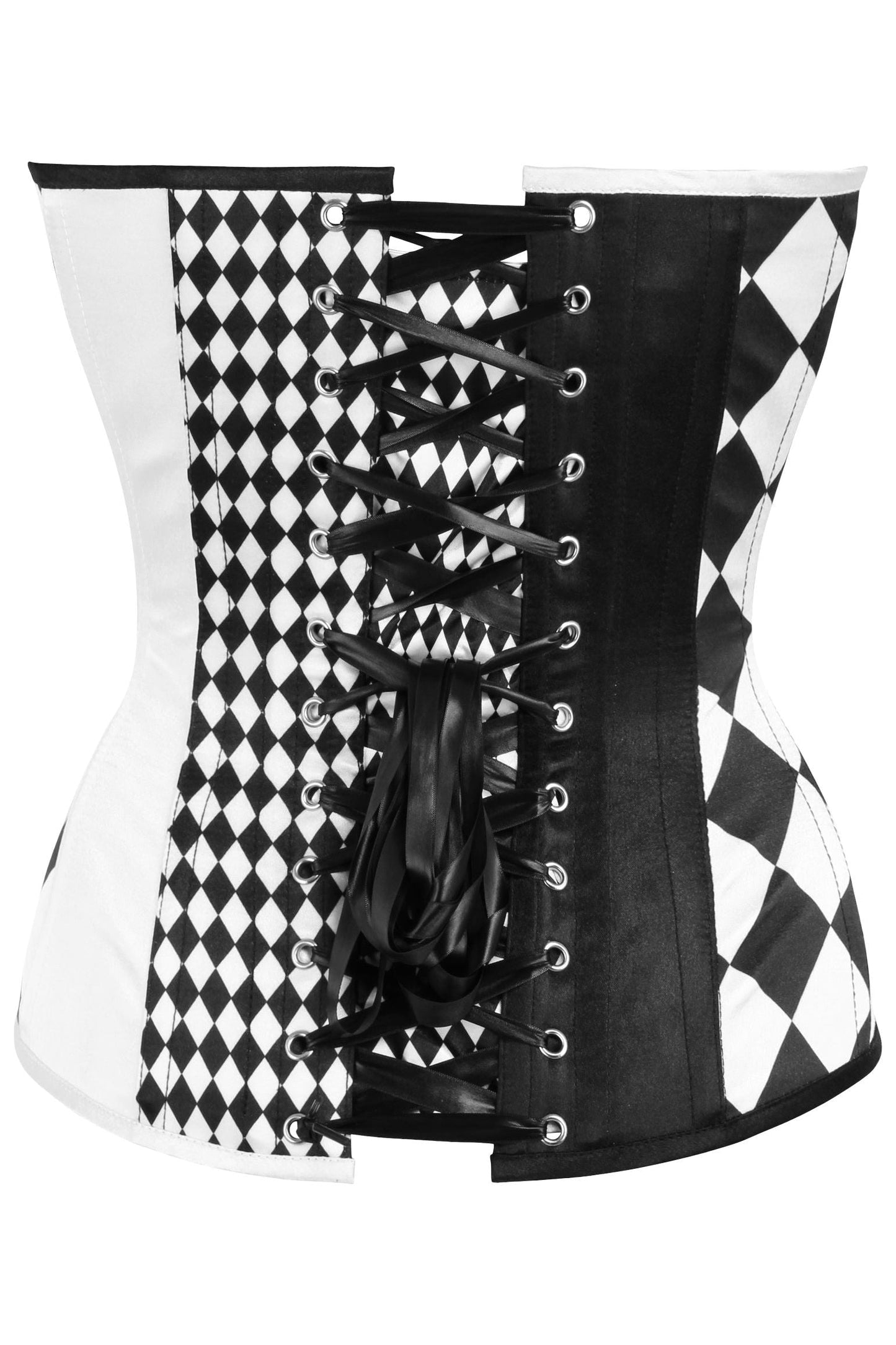 Top Drawer Black/White Print Steel Boned Corset - Daisy Corsets