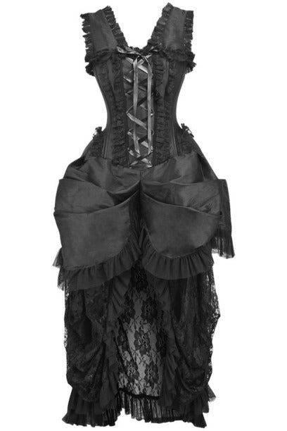 Daisy TD-044 Steel Boned Black Lace Victorian Bustle Corset Dress