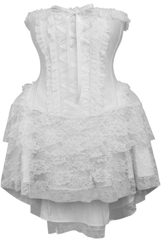 Daisy TD-076 Steel Boned Strapless White Lace Victorian Corset Dress