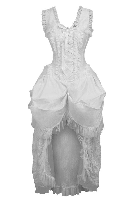Daisy TD-126 Steel Boned White Lace Victorian Bustle Corset Dress