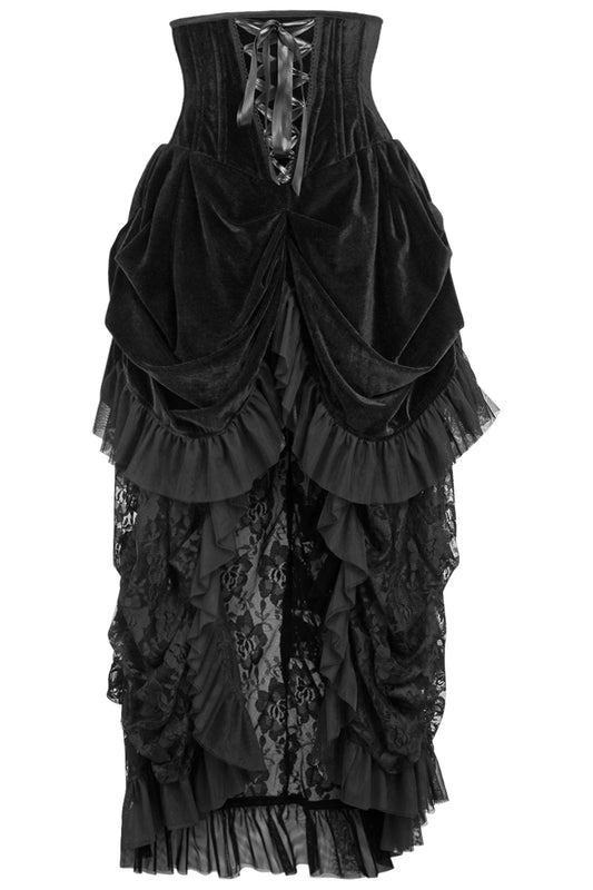 Daisy TD-191 Steel Boned Black Velvet Victorian Bustle Underbust Corset Dress